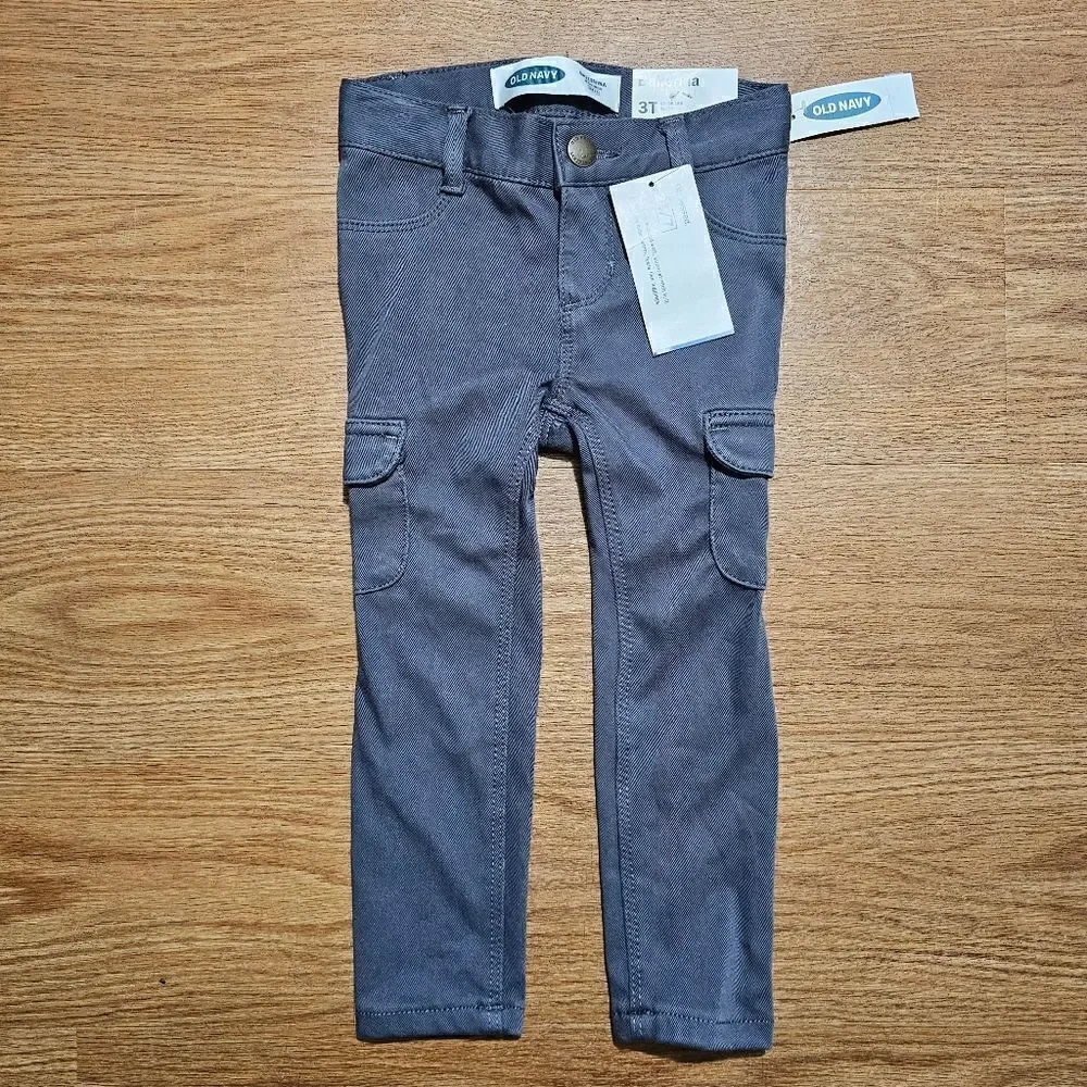 Old Navy Ballerina Jeggings Girls 3 Cargo Pockets Grey Adjustable Brand New